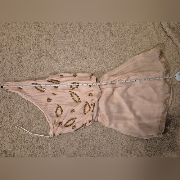 Line & Dot Pink Beaded One Godess Shoulder Dress S - Picture 4 of 7